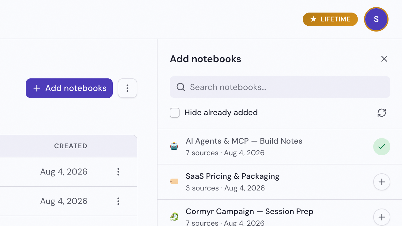 Click Add on each notebook