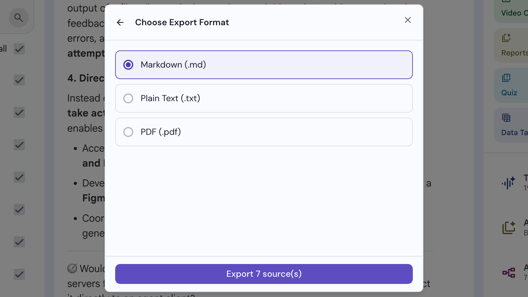 Choose a format, then click Export