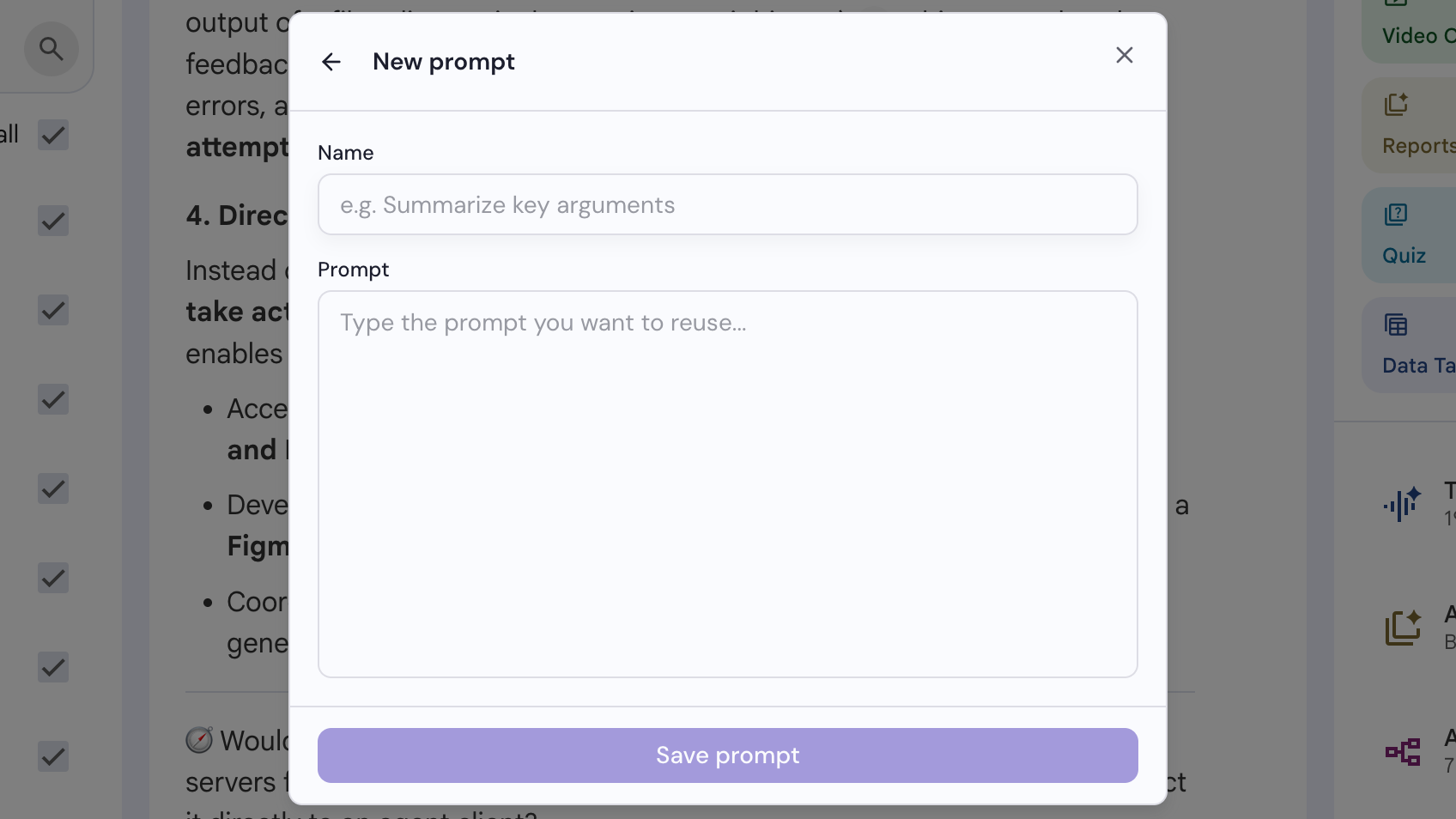 Ilagay ang prompt, pagkatapos ay i-click ang I-save ang prompt