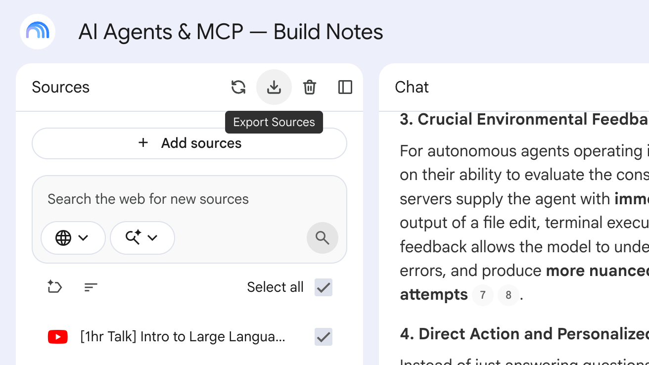 Click Export Sources in the Sources panel header