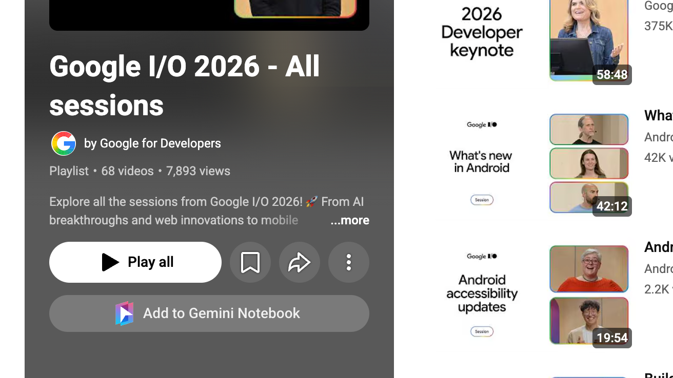 Click Add to Gemini Notebook in the playlist header