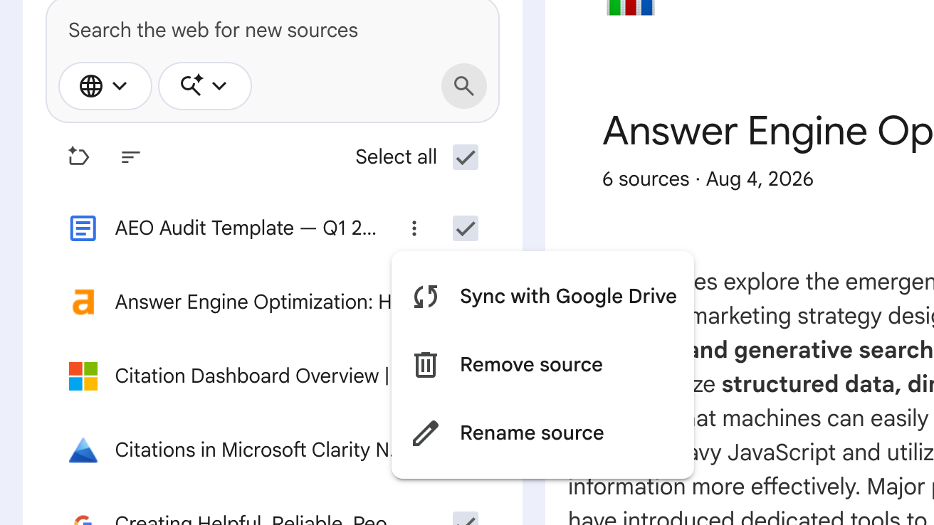 Fai clic su Altro nella fonte, quindi su Sincronizza con Google Drive