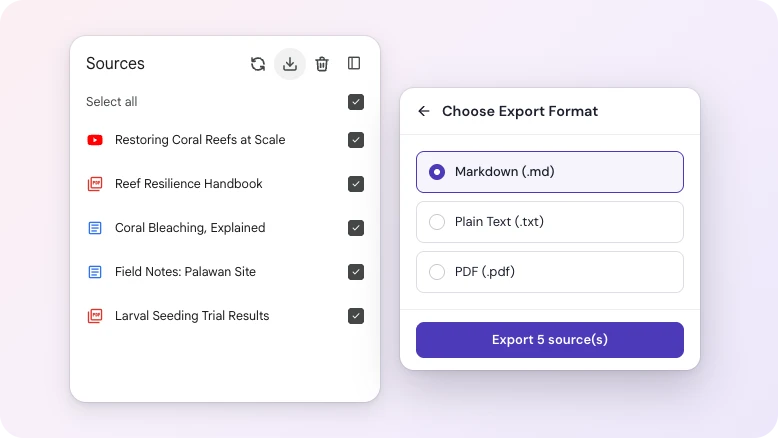 Export your sources