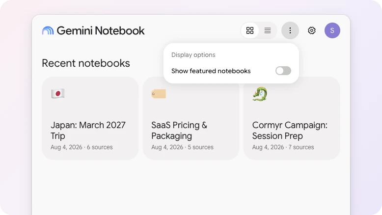 Hide featured notebooks