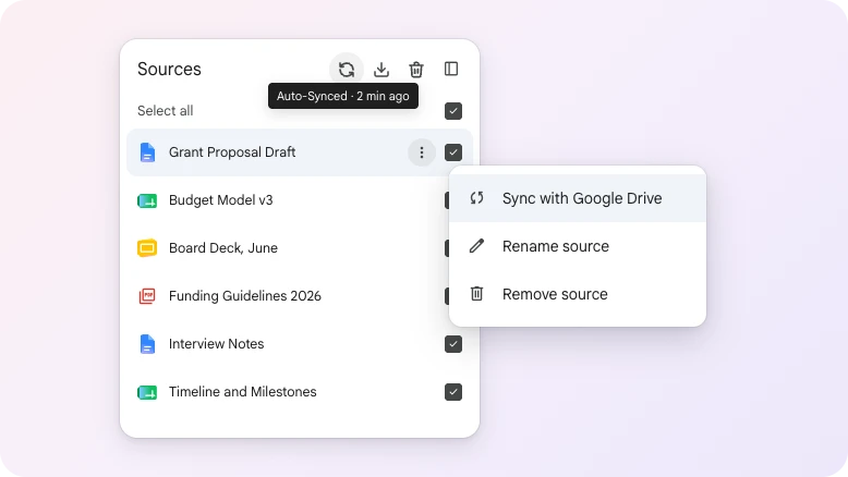 Keep Google Drive sources in sync