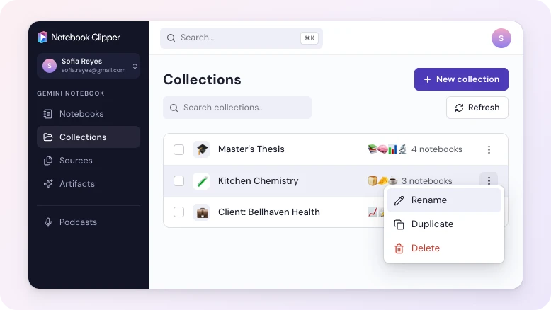 Manage your collections