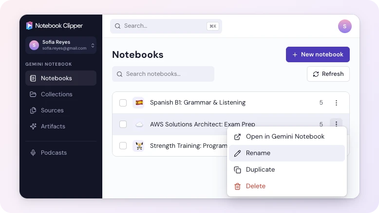Manage your notebooks